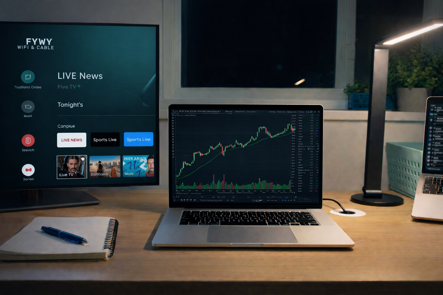 Family using internet and cable